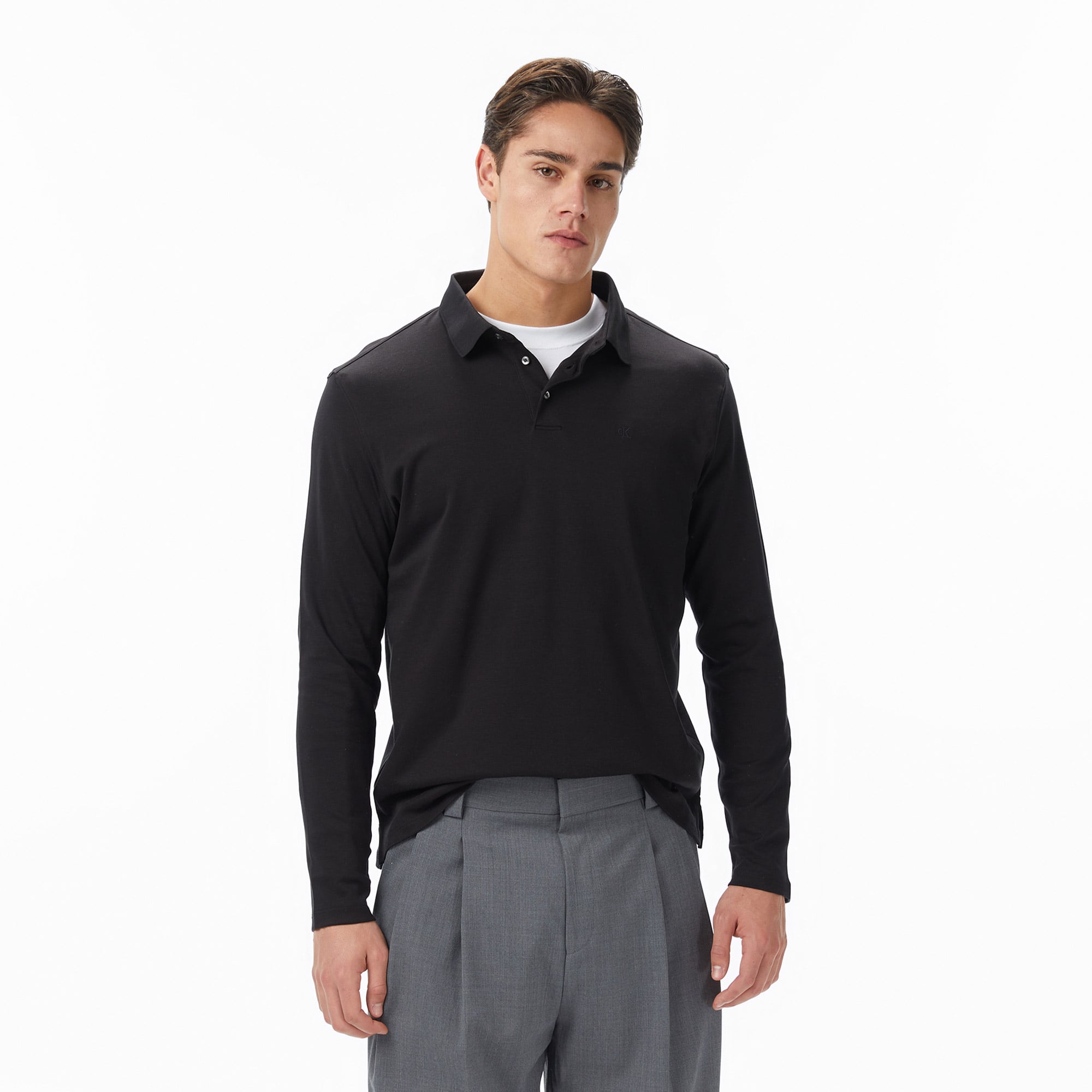  Calvin Klein Supima Cotton Solid Erkek Siyah Polo