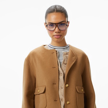  Tommy Hilfiger Wool Blend Lady Kadın Kahverengi Ceket