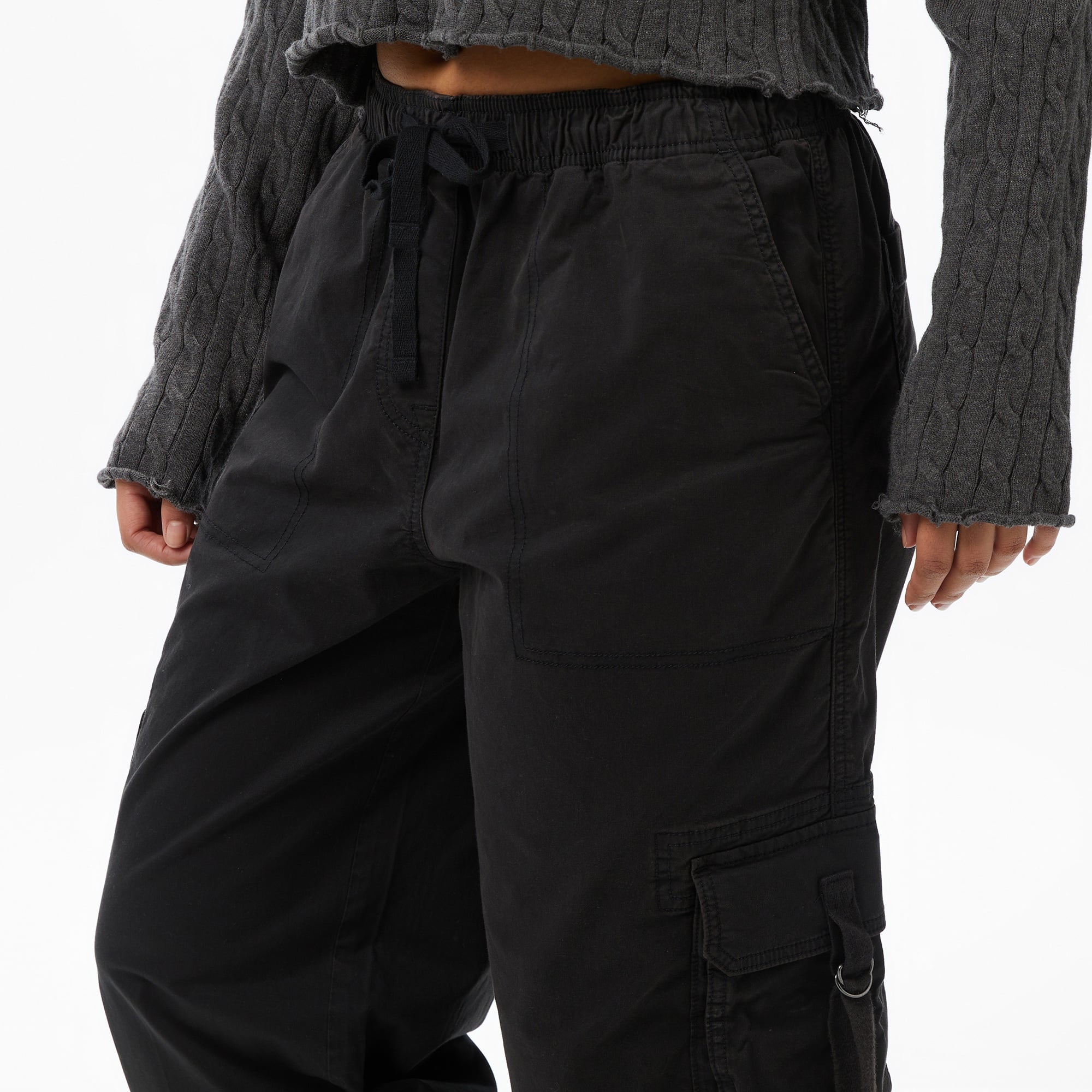 Tommy Hilfiger Loose Cargo Kadın Siyah Pantolon