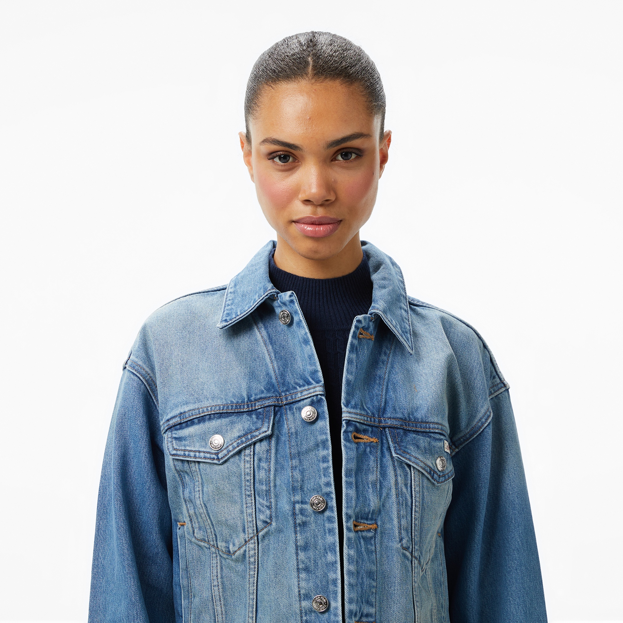 Calvin Klein 90S Trucker Gold Dust Kadın Mavi Ceket