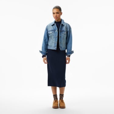  Calvin Klein 90S Trucker Gold Dust Kadın Mavi Ceket