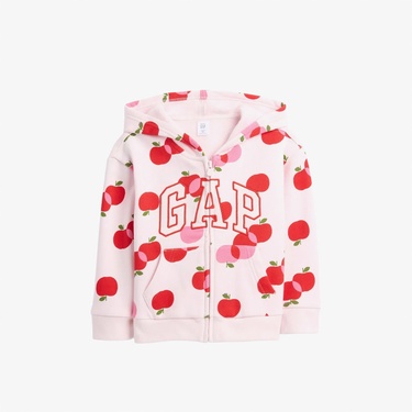  Gap V-Logo Fermuarlı Çocuk Pembe Sweatshirt