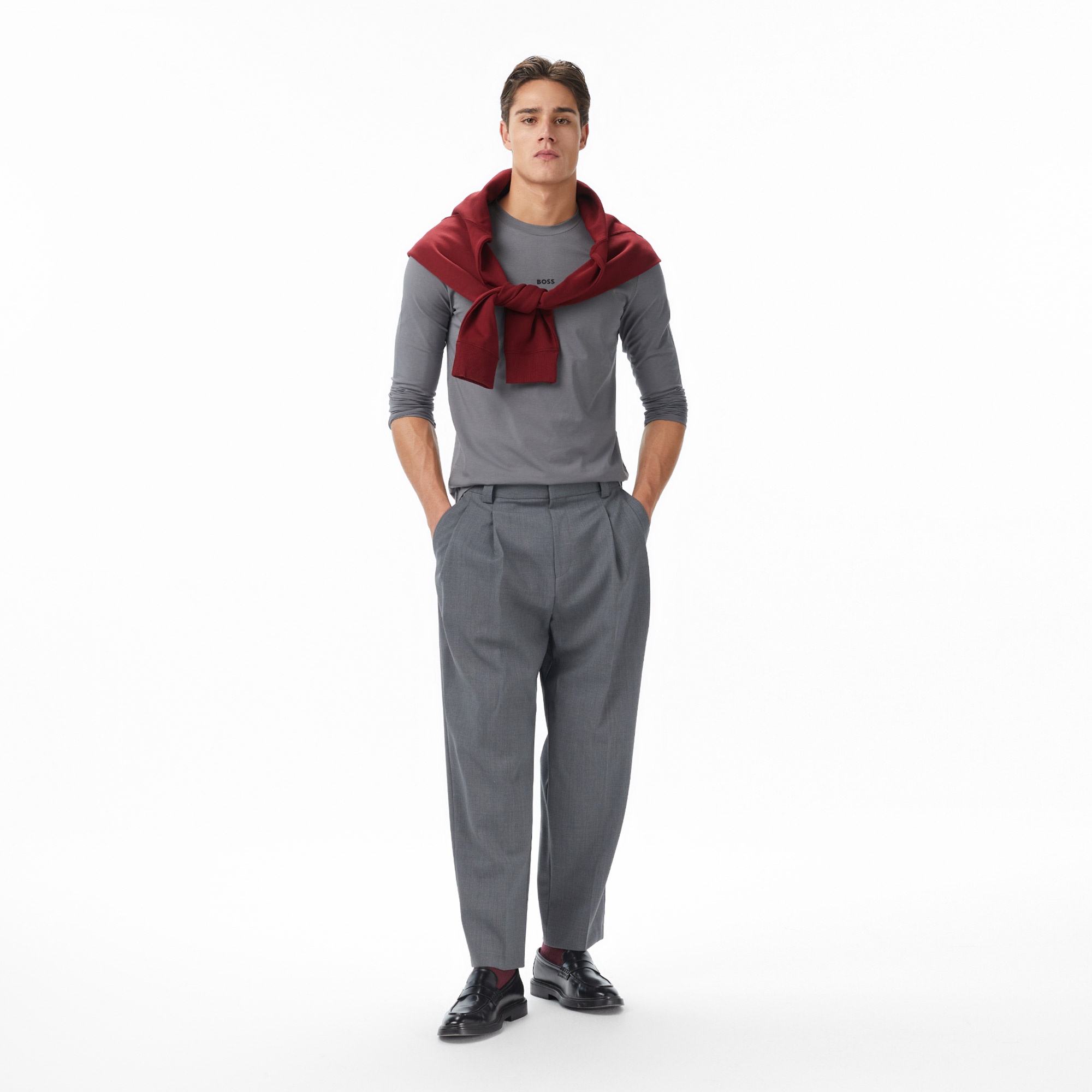 Boss Tchark Erkek Gri T-Shirt