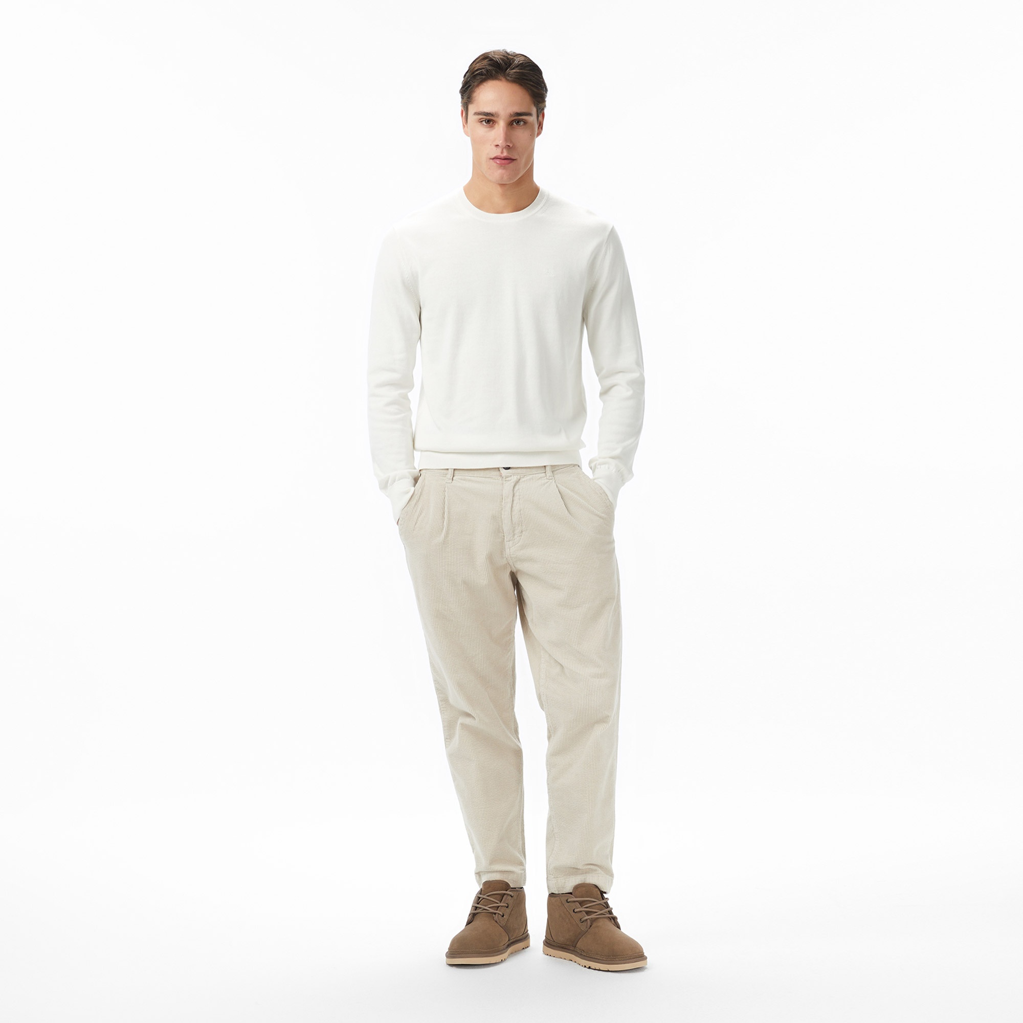 Calvin Klein Supima Cotton Crew Erkek Beyaz Triko