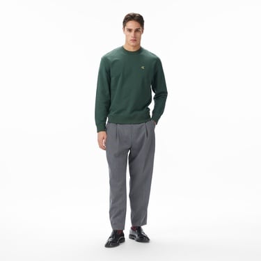  Calvin Klein Terry Monogram Erkek Yeşil Sweatshirt