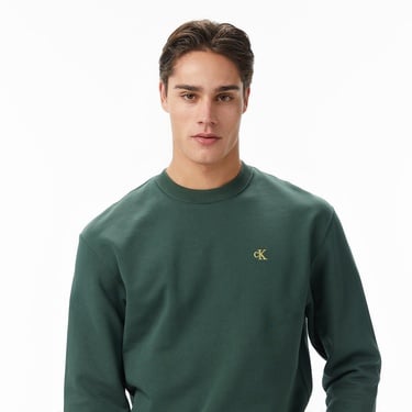  Calvin Klein Terry Monogram Erkek Yeşil Sweatshirt