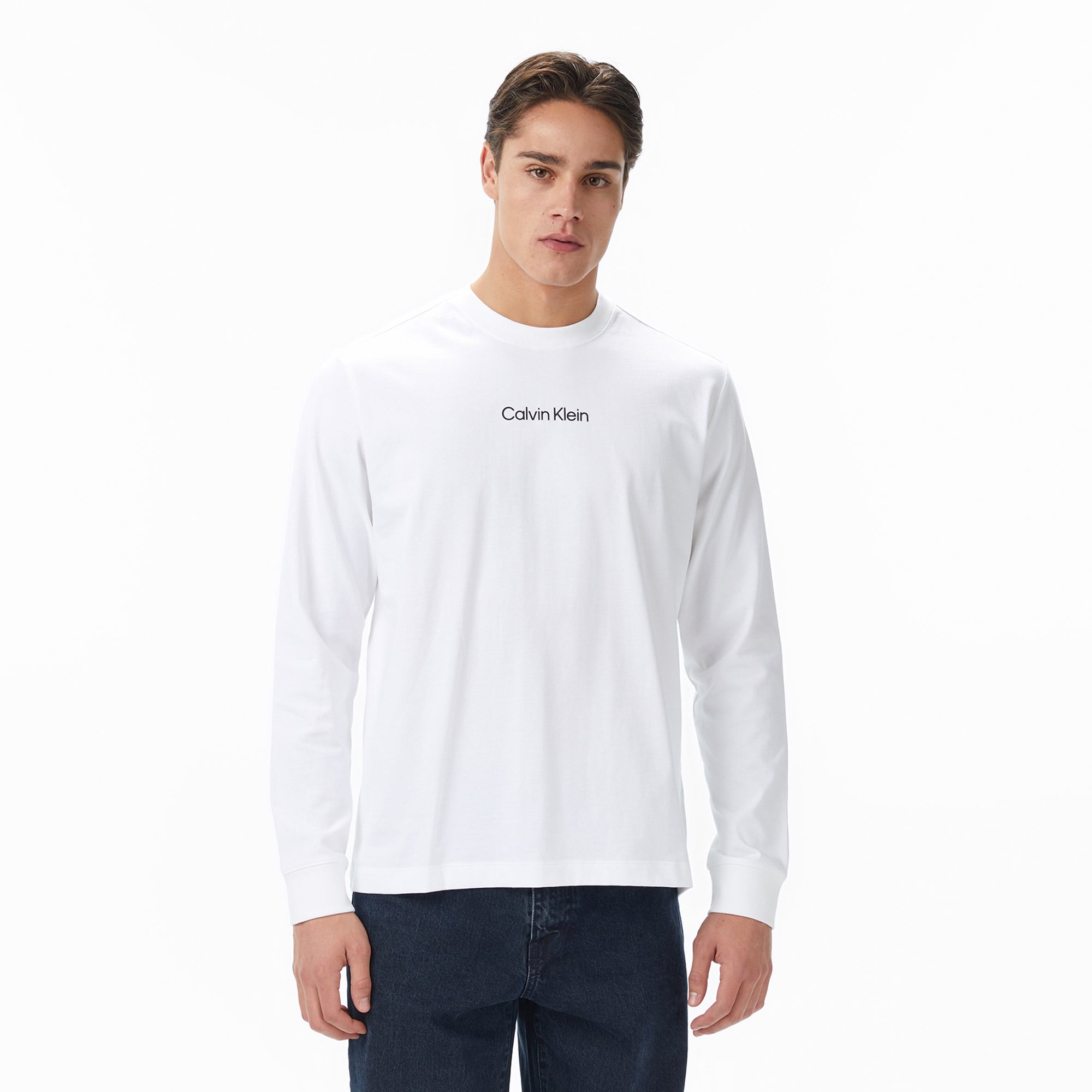Calvin Klein Standard Logo Crew Erkek Beyaz T-Shirt