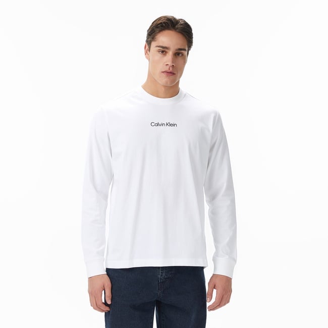  Calvin Klein Standard Logo Crew Erkek Beyaz T-Shirt