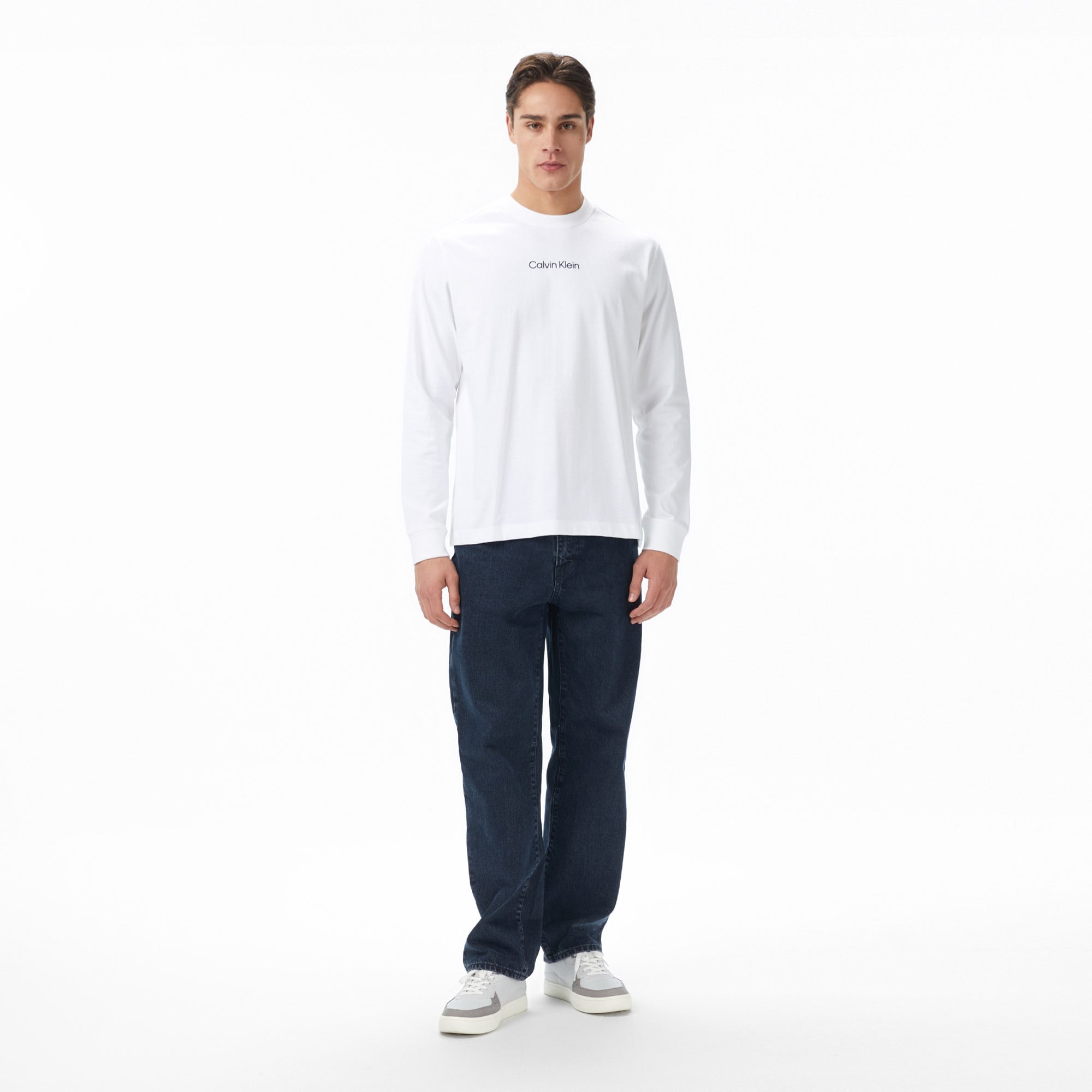 Calvin Klein Standard Logo Crew Erkek Beyaz T-Shirt