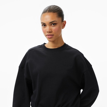  Calvin Klein Logo French Terry Kadın Siyah Sweatshirt