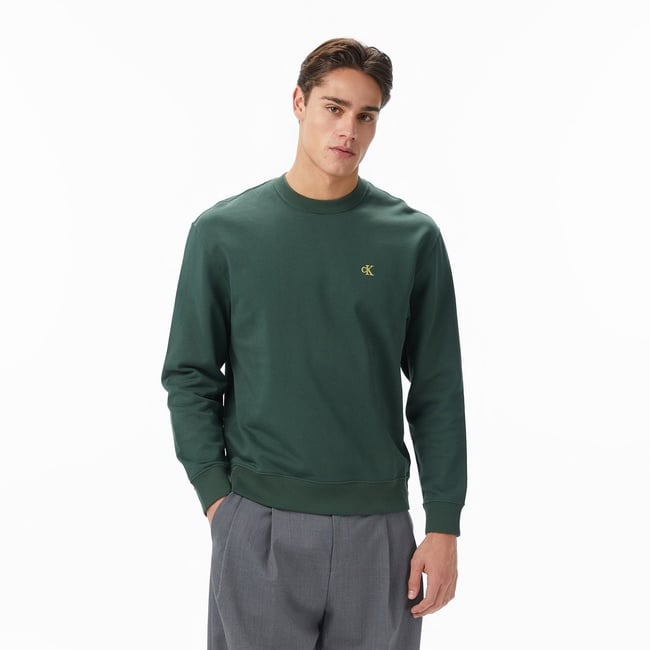  Calvin Klein Terry Monogram Erkek Yeşil Sweatshirt