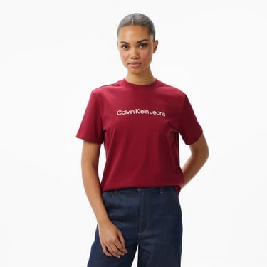  Calvin Klein Logo Classic   Kadın Kırmızı T-Shirt