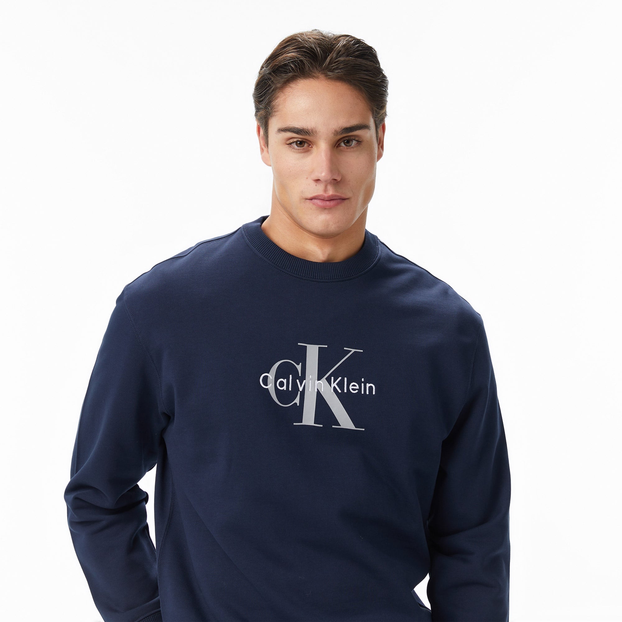 Calvin Klein Terry Monologo Erkek Mavi Sweatshirt