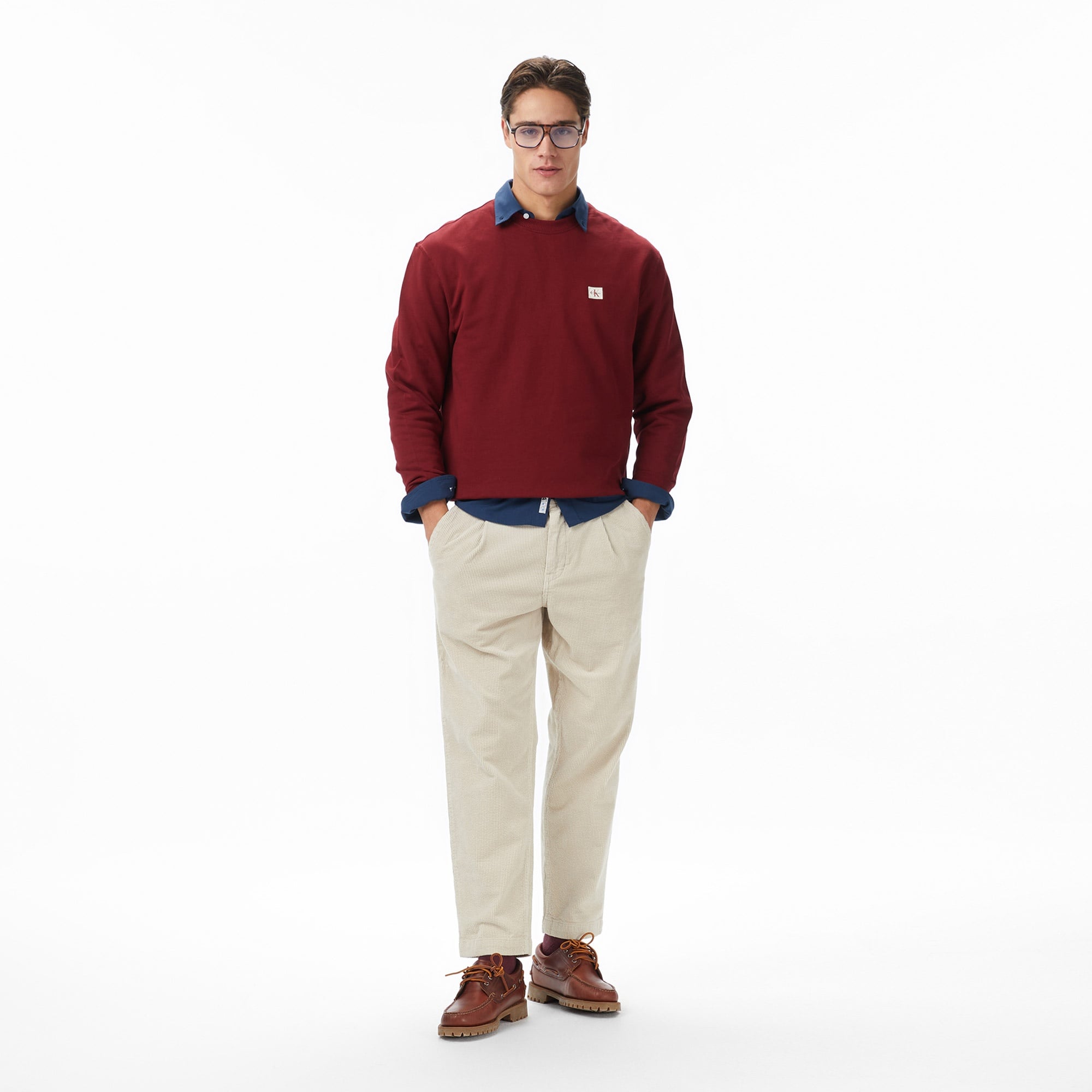 Calvin Klein Terry Badge Erkek Kırmızı Sweatshirt