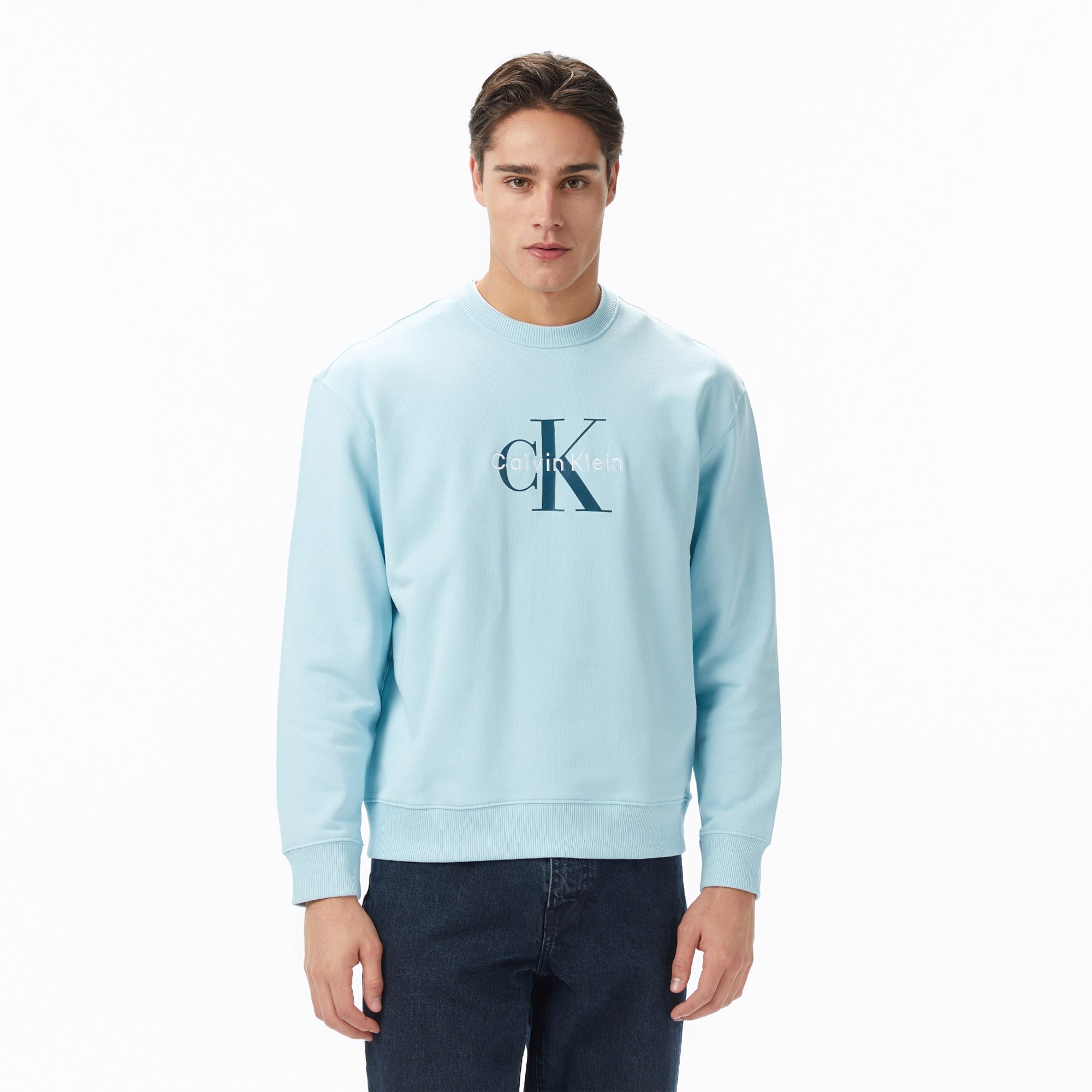 Calvin Klein Terry Monologo Erkek Mavi Sweatshirt