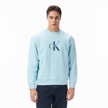  Calvin Klein Terry Monologo Erkek Mavi Sweatshirt