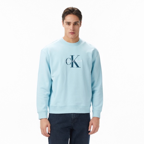  Calvin Klein Terry Monologo Erkek Mavi Sweatshirt