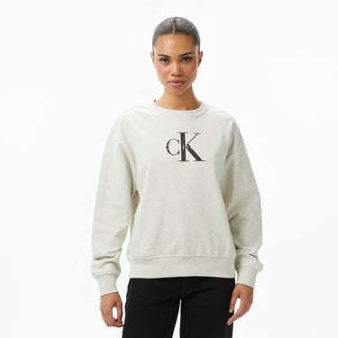  Calvin Klein Monologo French Terry Kadın Gri Sweatshirt