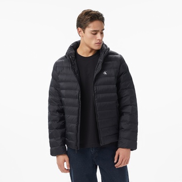  Calvin Klein Nylon Hooded Puffer Erkek Siyah Ceket
