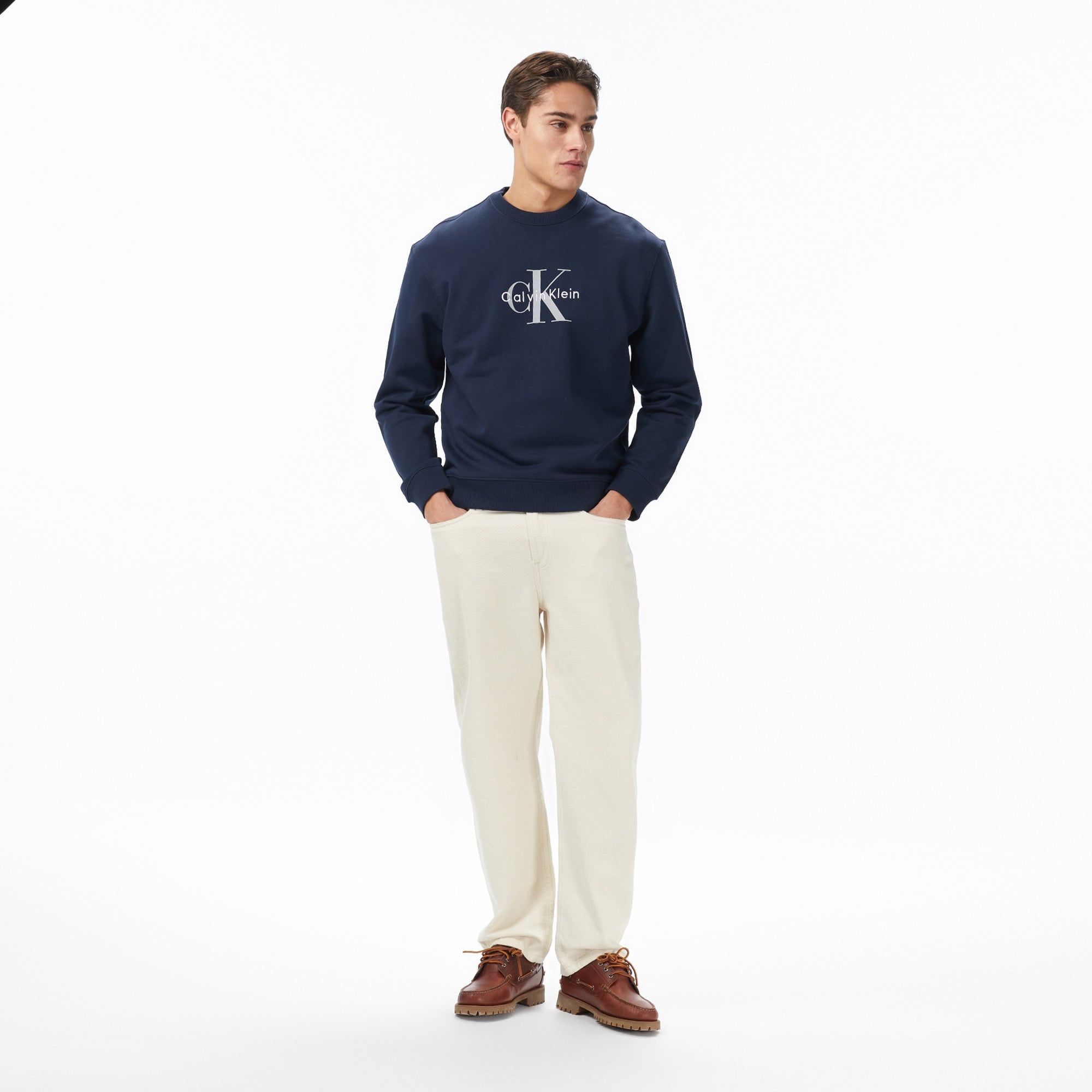 Calvin Klein Terry Monologo Erkek Mavi Sweatshirt