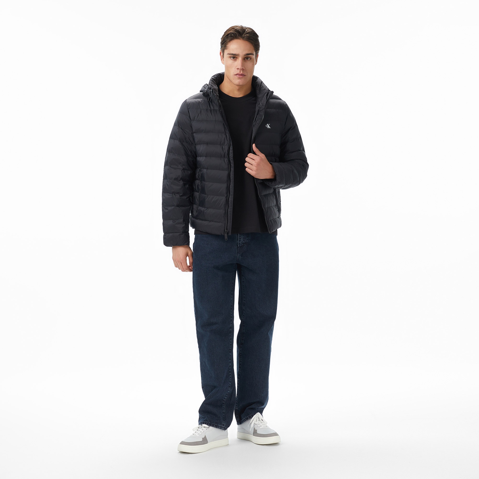 Calvin Klein Nylon Hooded Puffer Erkek Siyah Ceket