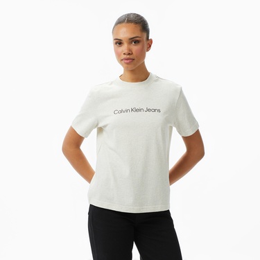  Calvin Klein Logo Classic Kadın Gri T-Shirt