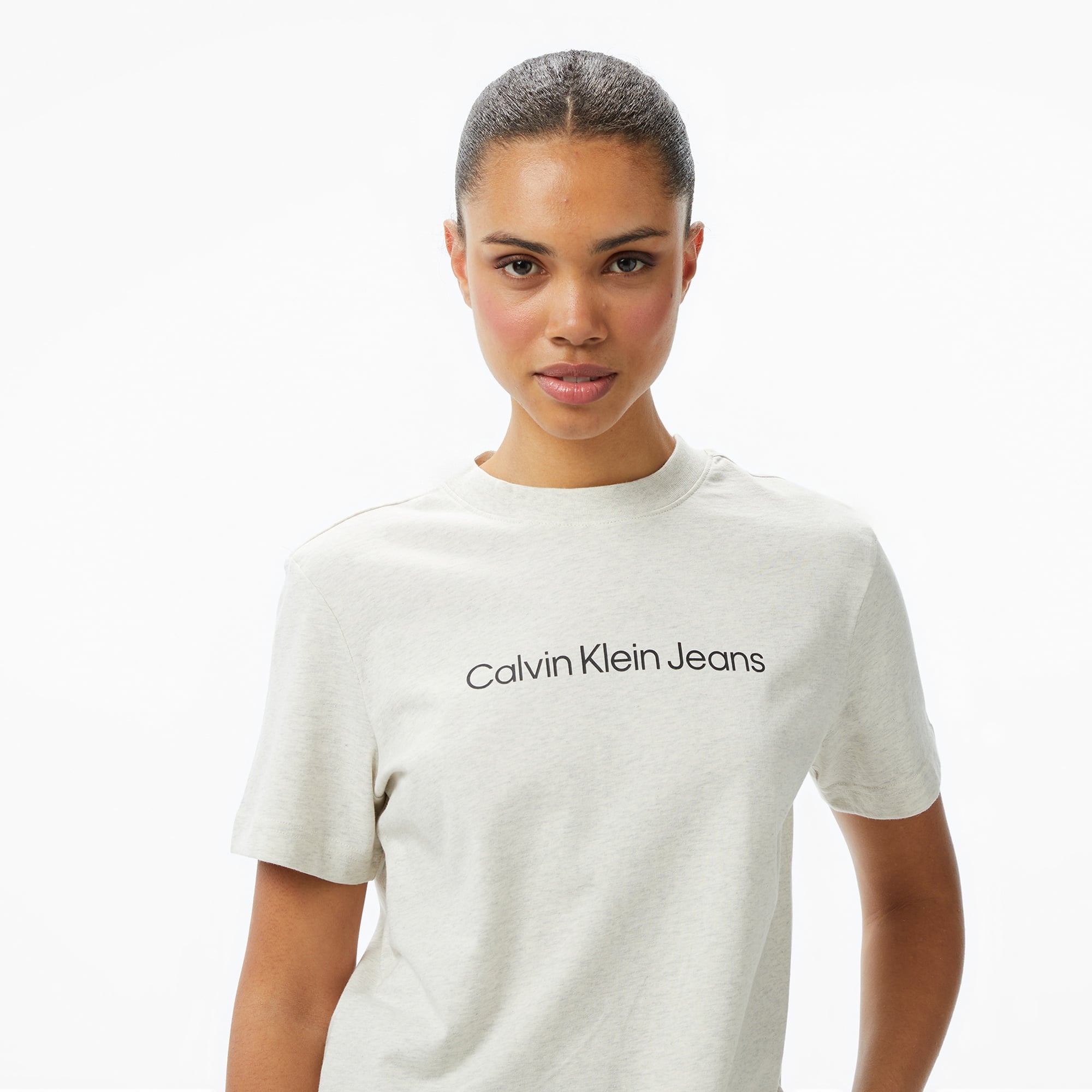 Calvin Klein Logo Classic Kadın Gri T-Shirt