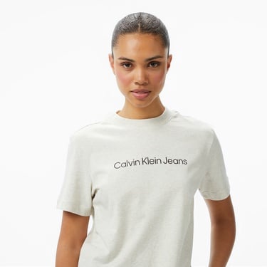  Calvin Klein Logo Classic Kadın Gri T-Shirt
