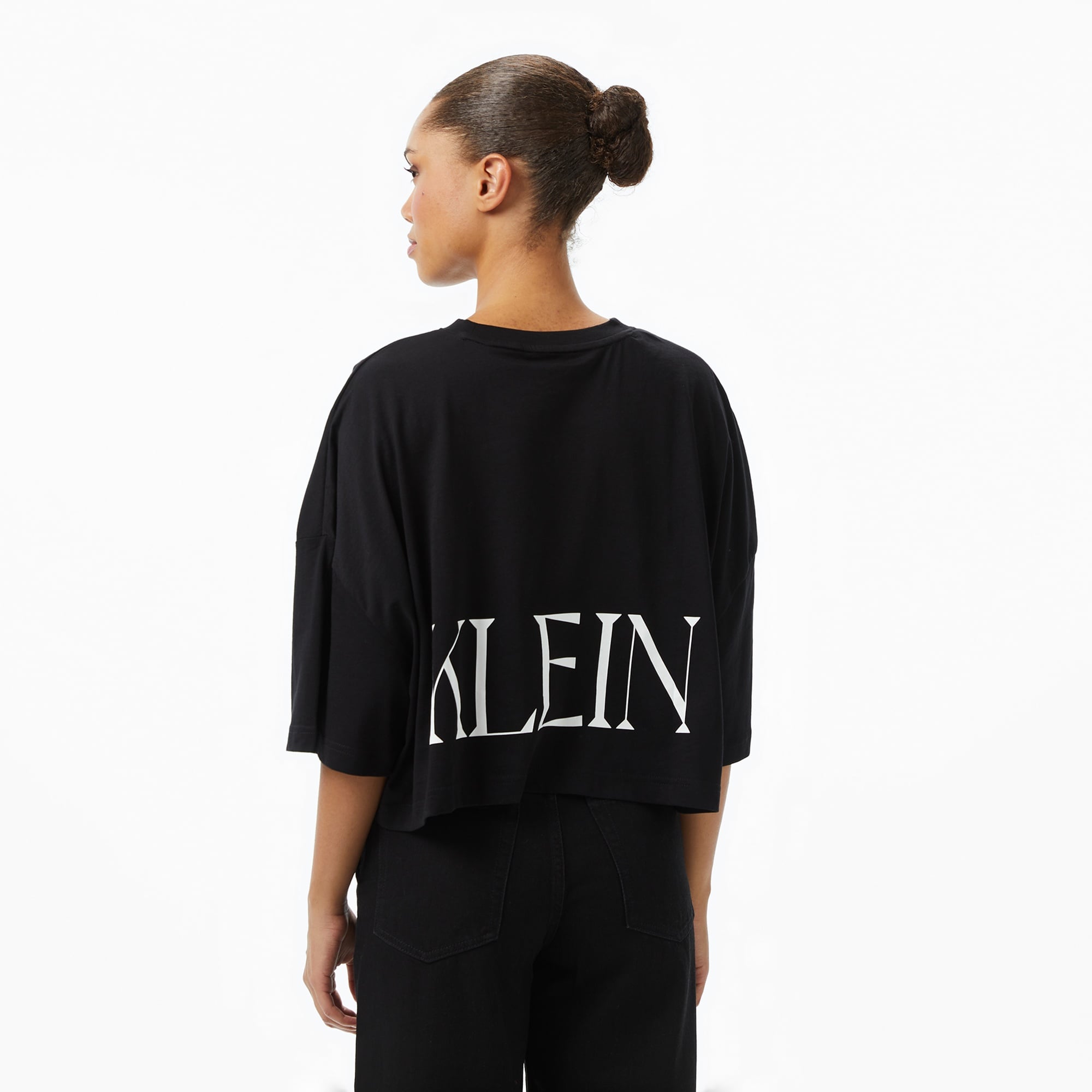 Calvin Klein Cropped Graphic Kadın Siyah Crop T-Shirt