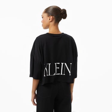  Calvin Klein Cropped Graphic Kadın Siyah T-Shirt