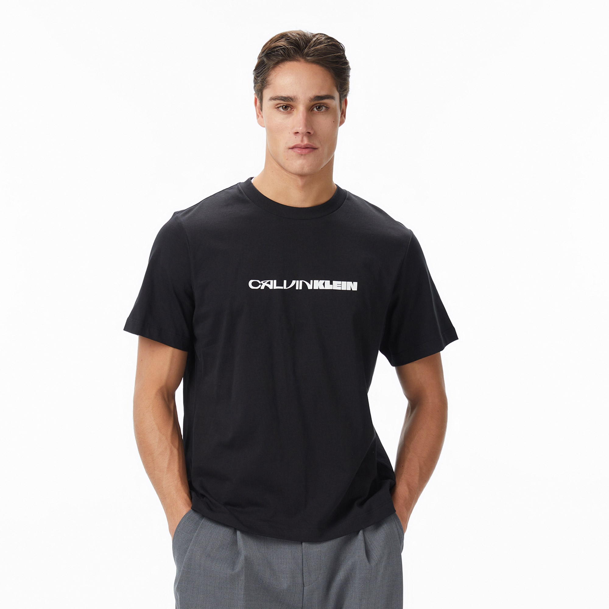 Calvin Klein Stack Graphic  Erkek Siyah T-Shirt
