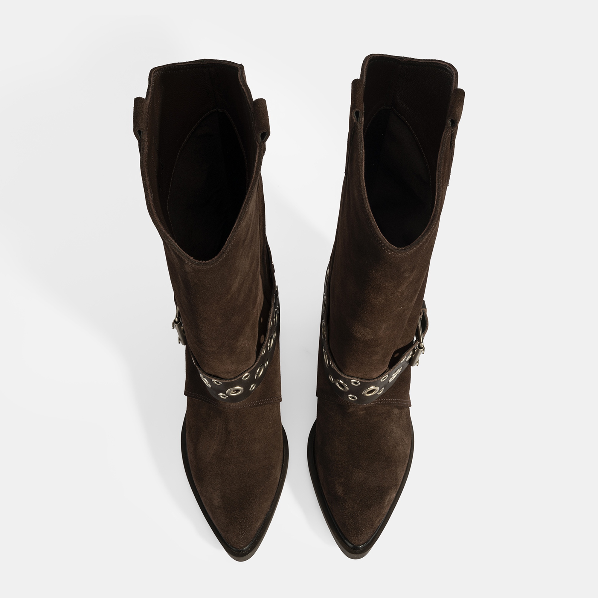 Kadın Kahve Ayarlanabilir Kemer Aksesuarlı Süet Bot