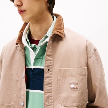  Tommy Hilfiger Oversized Fit Corduroy Collar Erkek Krem Ceket