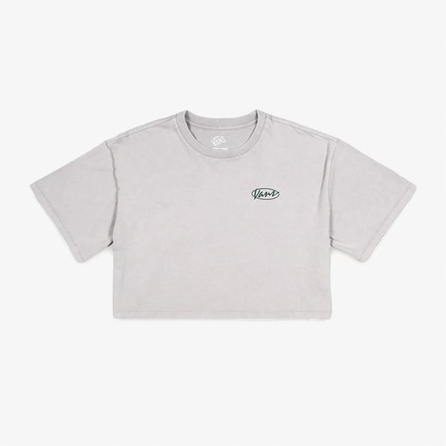  Vans Era Script Relaxed Crop Ss Kadın Gri T-Shirt