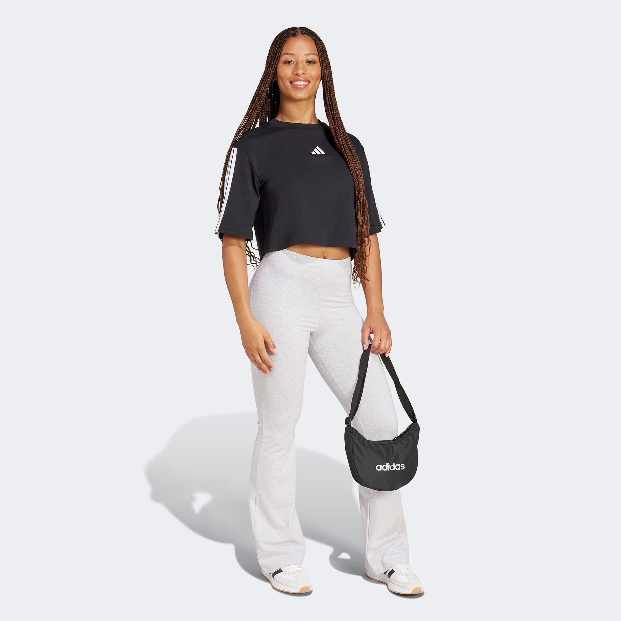 adidas Essentials 3 Stripes Kadın Siyah T-Shirt