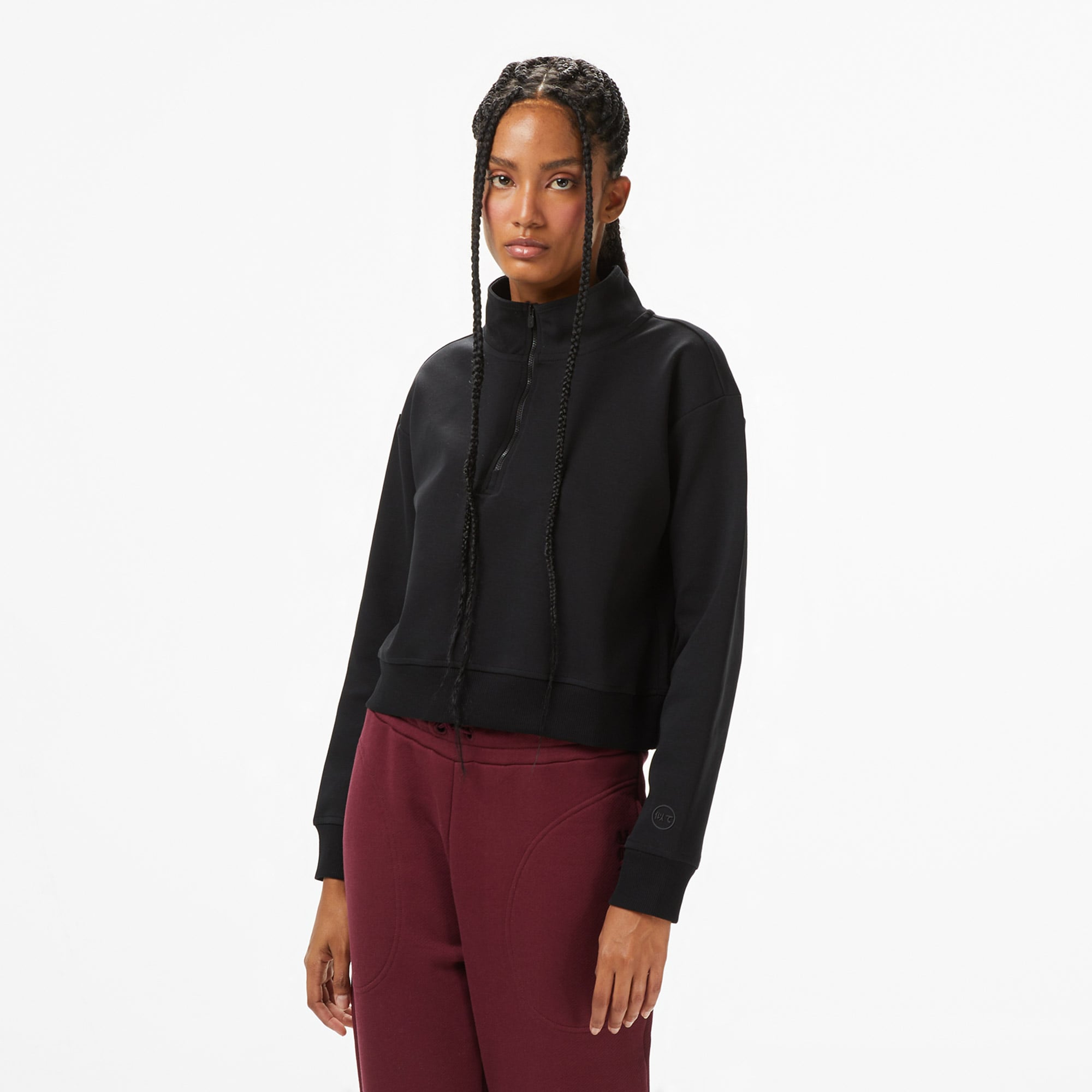  UNITED4 Kadın Siyah Half Zip Sweatshirt