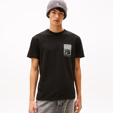  Tommy Hilfiger Regular Photo Erkek Siyah T-Shirt