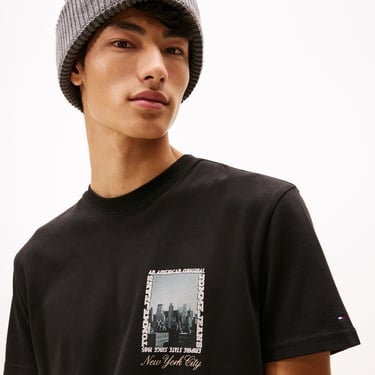  Tommy Hilfiger Regular Photo Erkek Siyah T-Shirt