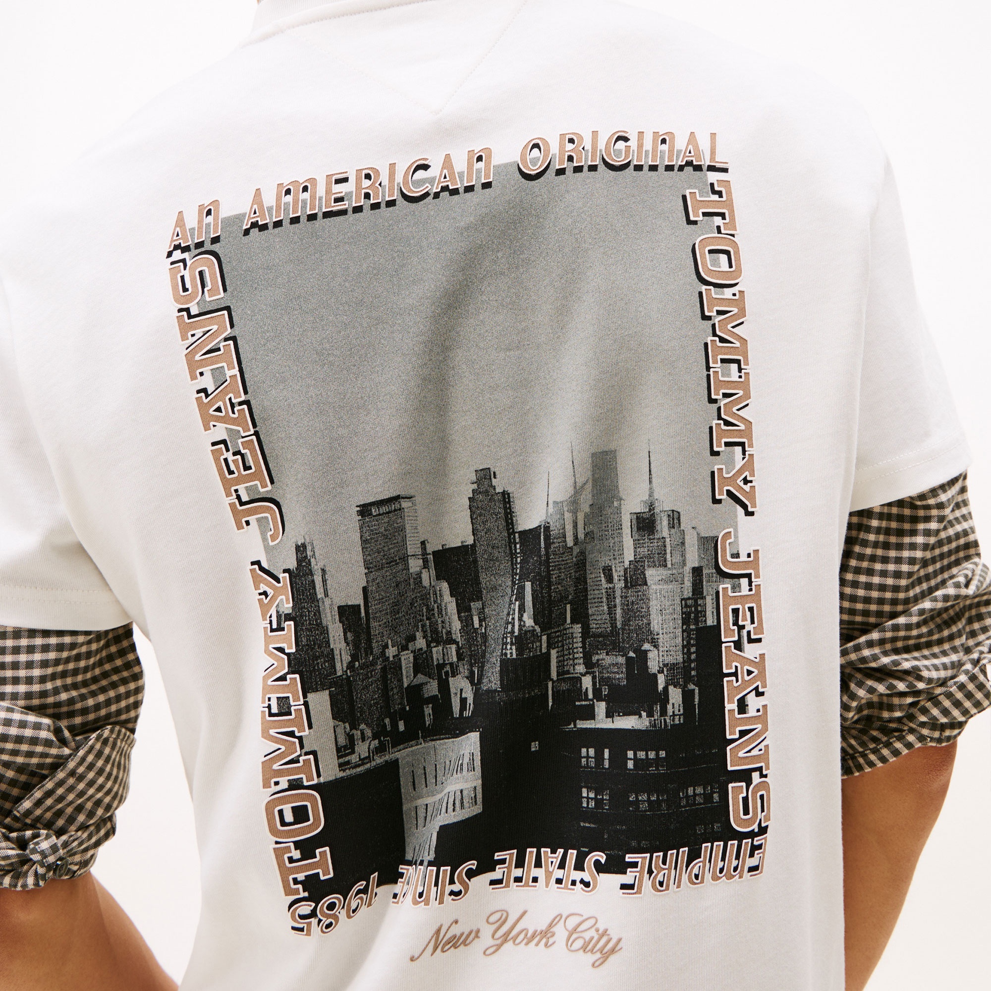 Tommy Hilfiger Regular Photo Erkek Beyaz T-Shirt