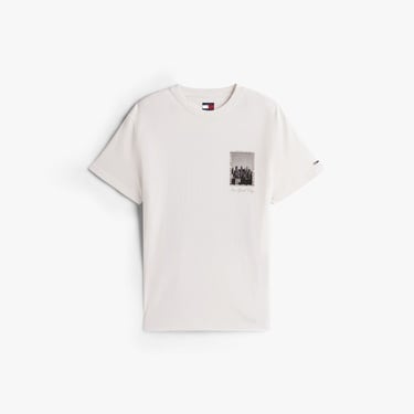  Tommy Hilfiger Regular Photo Erkek Beyaz T-Shirt