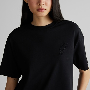  GANT Kadın Siyah Bisiklet Yaka Logolu T-Shirt