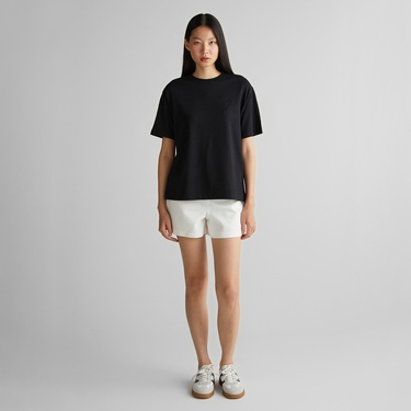  GANT Kadın Siyah Bisiklet Yaka Logolu T-Shirt