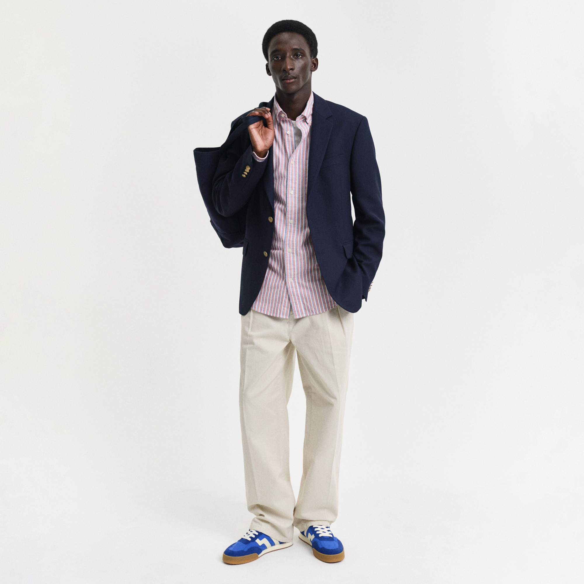 GANT Erkek Kırmızı Regular Fit Düğmeli Yaka Çizgili Gömlek