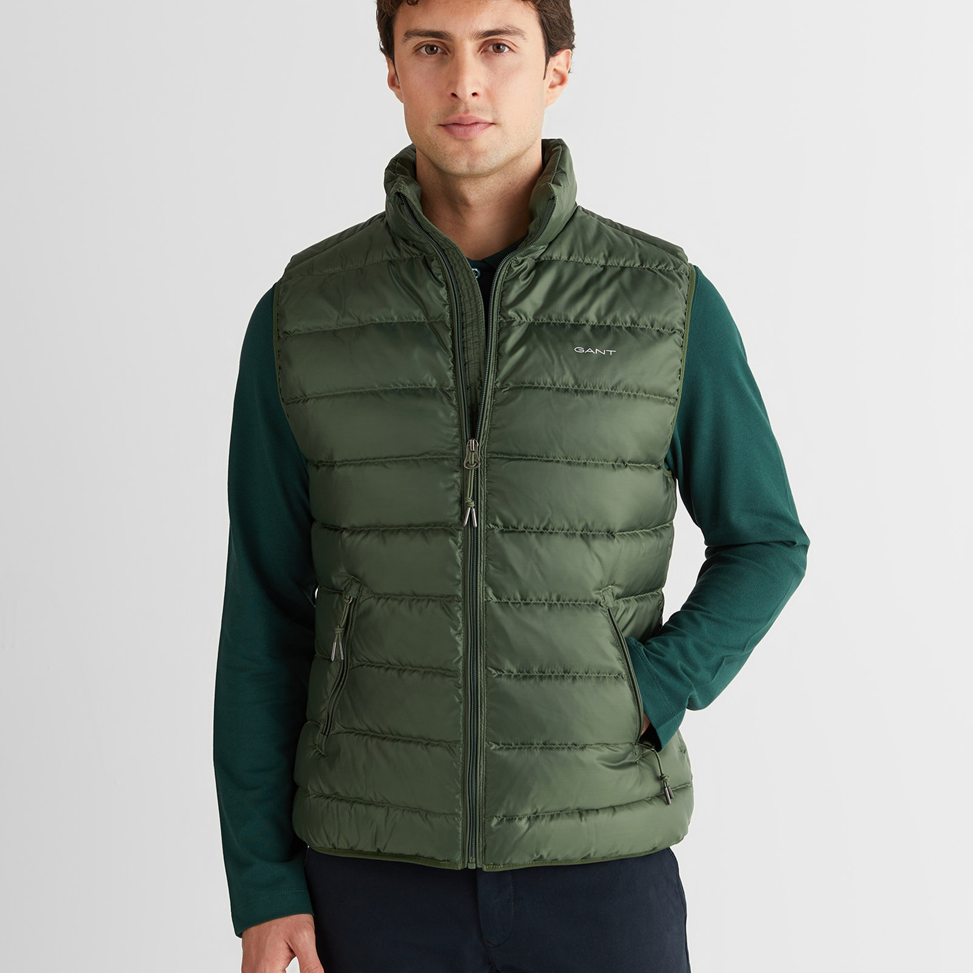 GANT Erkek Yeşil Regular Fit Dik Yaka Kaz Tüyü Yelek