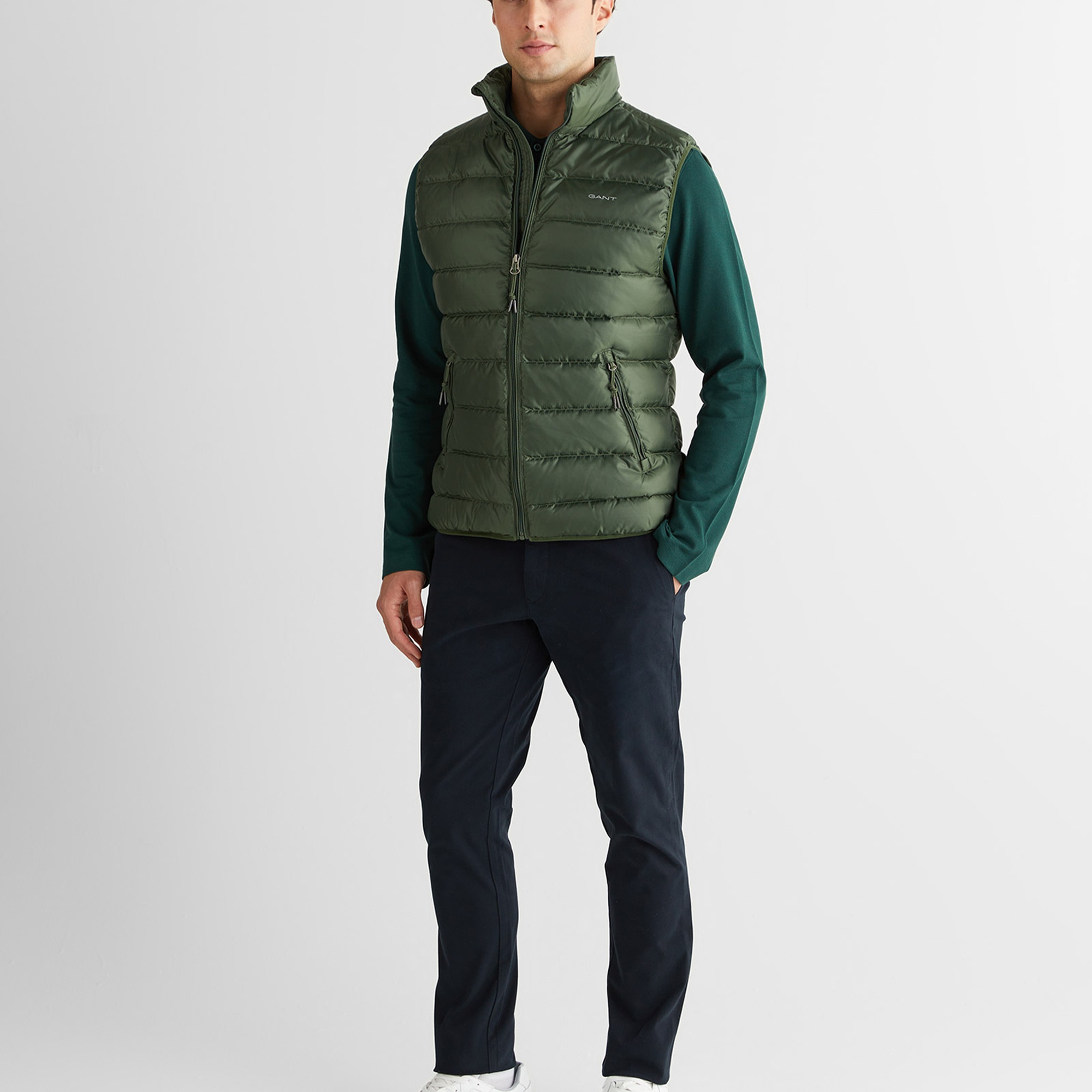 GANT Erkek Yeşil Regular Fit Dik Yaka Kaz Tüyü Yelek