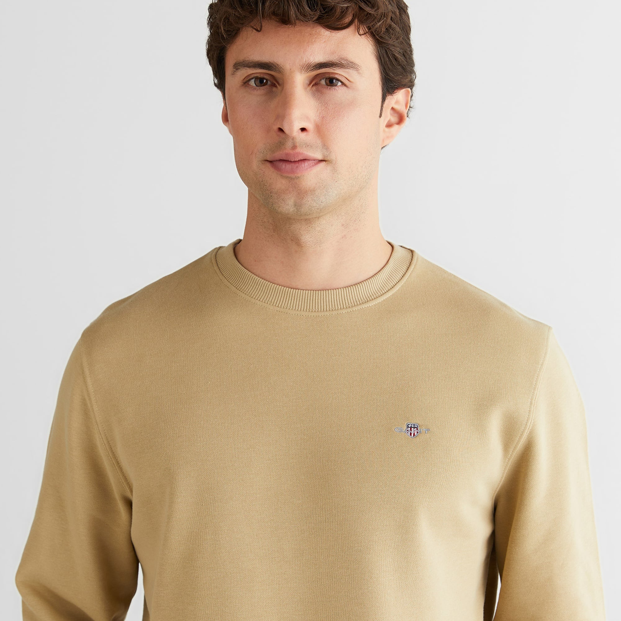 GANT Erkek Bej Regular Fit Bisiklet Yaka Sweatshirt