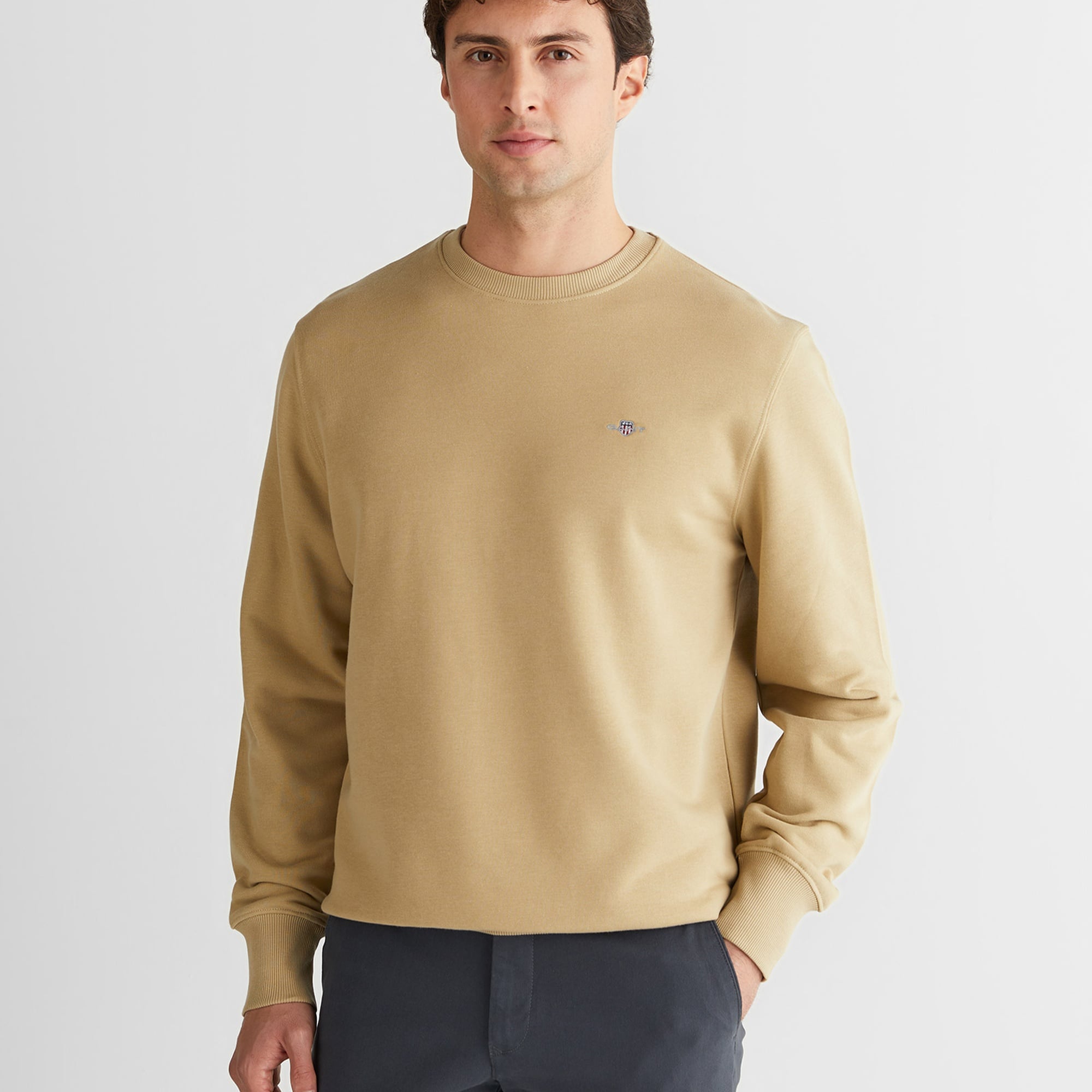GANT Erkek Bej Regular Fit Bisiklet Yaka Sweatshirt
