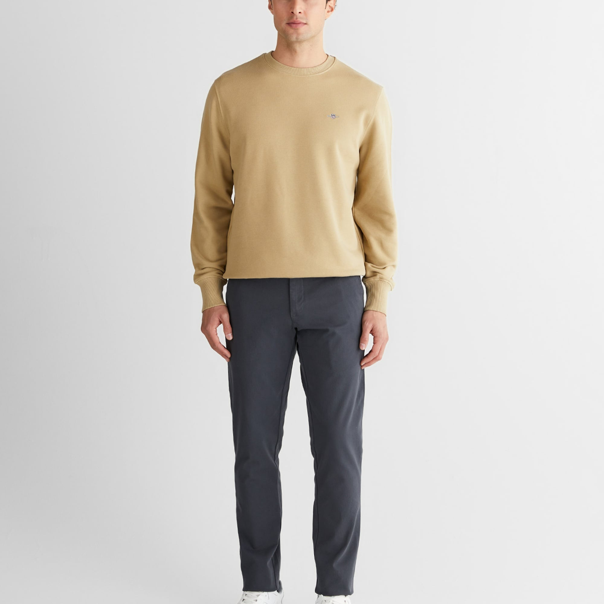 GANT Erkek Bej Regular Fit Bisiklet Yaka Sweatshirt