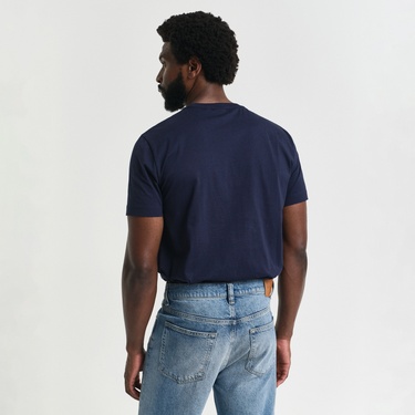  GANT Erkek Lacivert Regular Fit Bisiklet Yaka Logolu T-Shirt