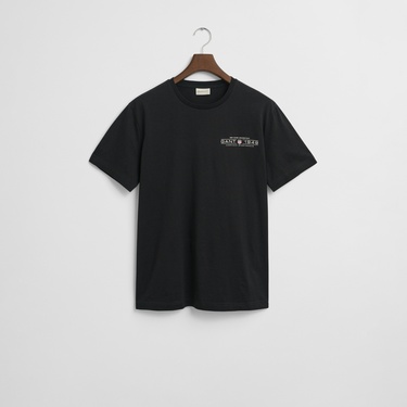  GANT Erkek Siyah Regular Fit Bisiklet Yaka Logolu T-Shirt